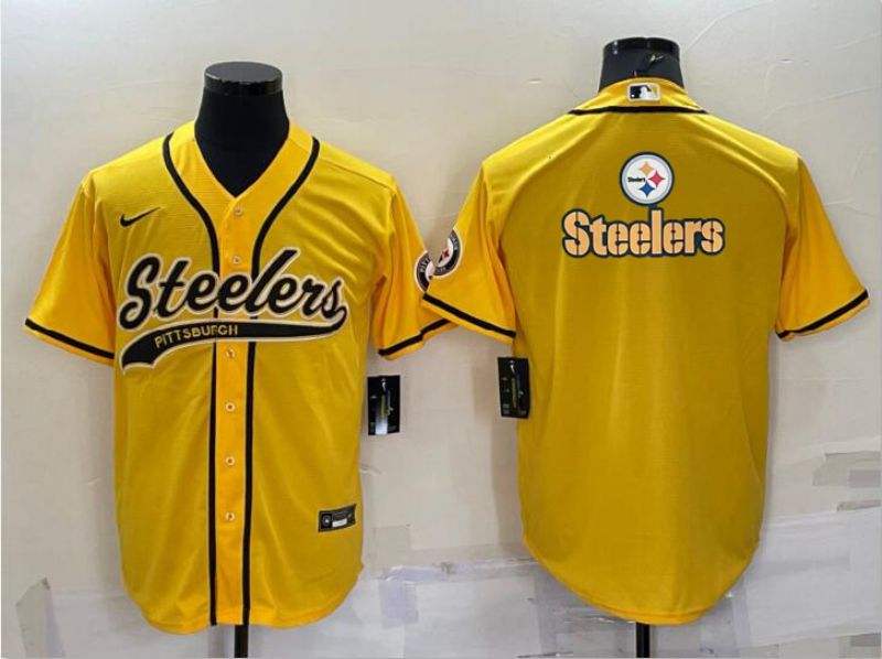 Men Pittsburgh Steelers Blank Yellow 2022 Nike Co branded NFL Jerseys1->pittsburgh steelers->NFL Jersey